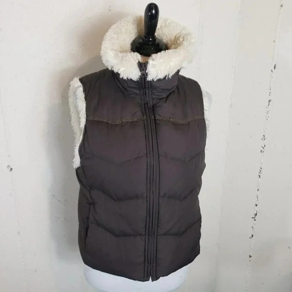Big chill L Brown faux fur lined puffer vest - Picture 2 of 6